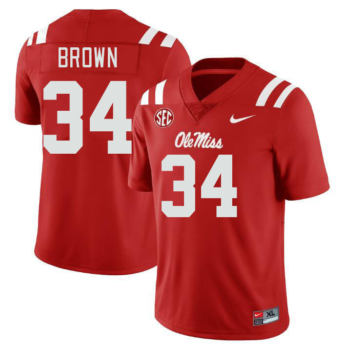 Ole Miss Rebels #34 Cooper Brown College Football Jerseys Stitched Sale-Red